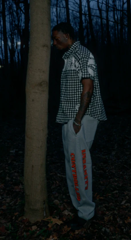 Orange on Grey Heavyweight Distressed Sweatpants - Image 3